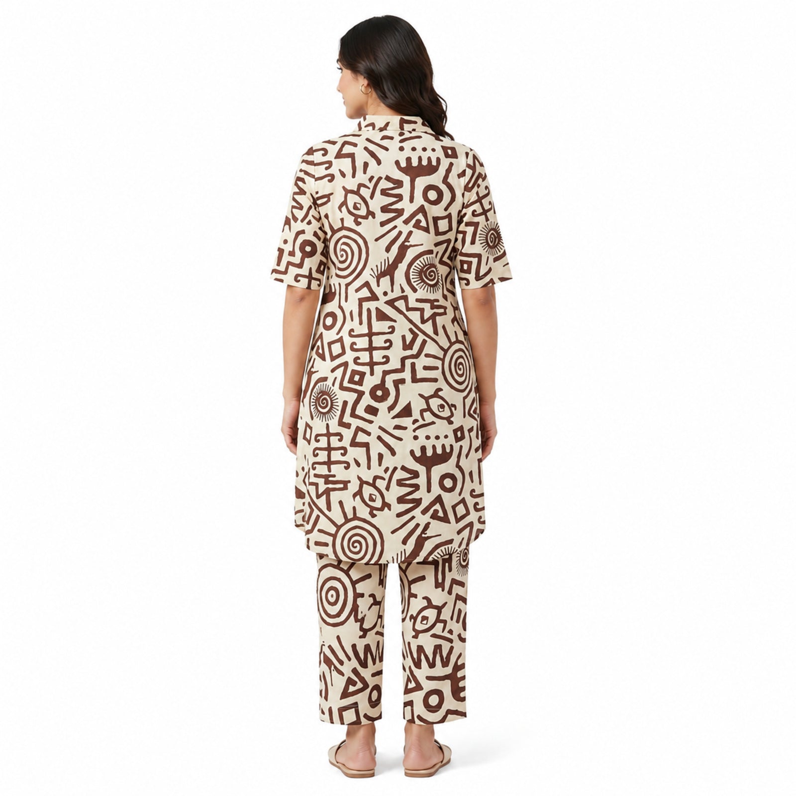 Women's Cream Abstract Printed Co-Ord Set