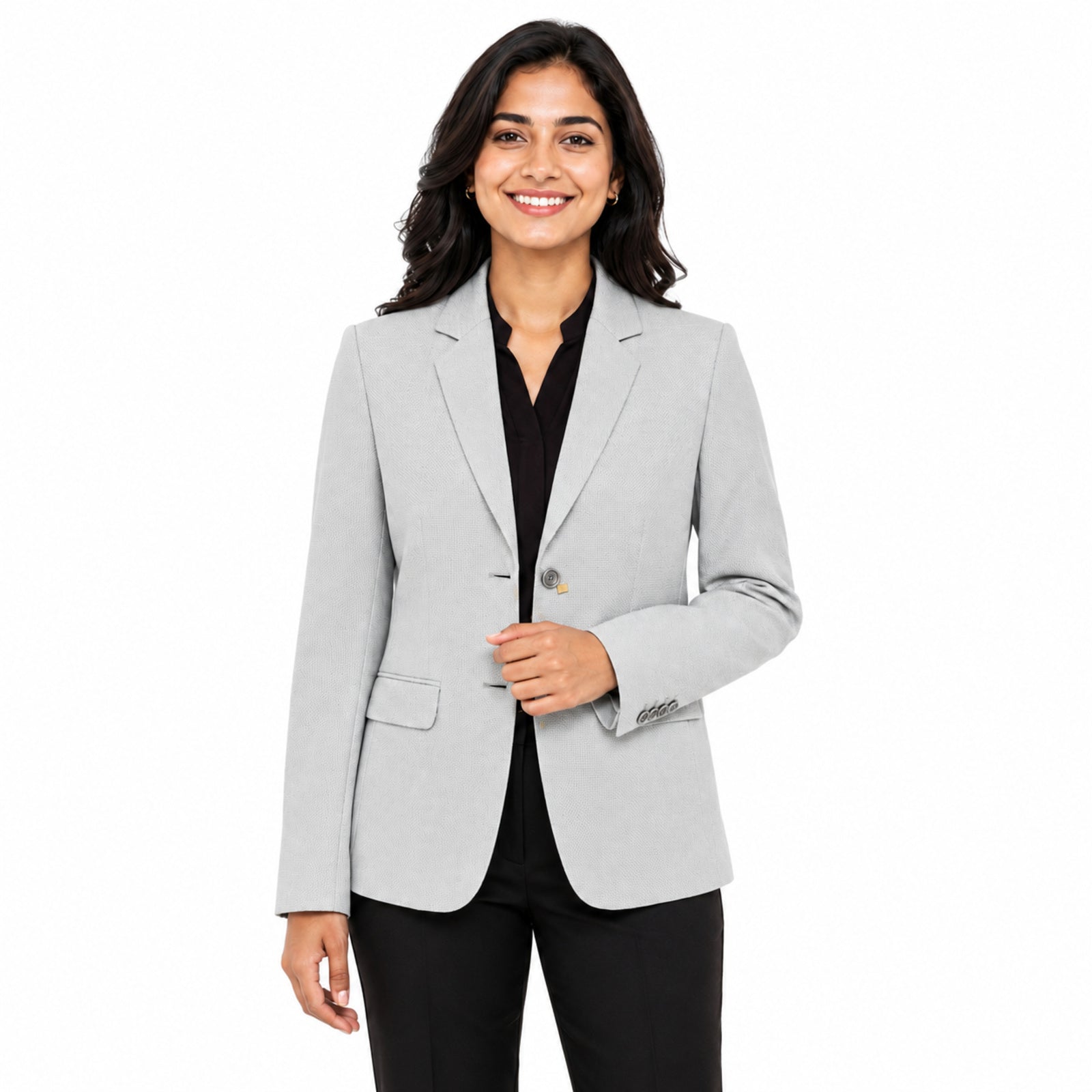 Women's Elegant Light Grey Formal Blazer
