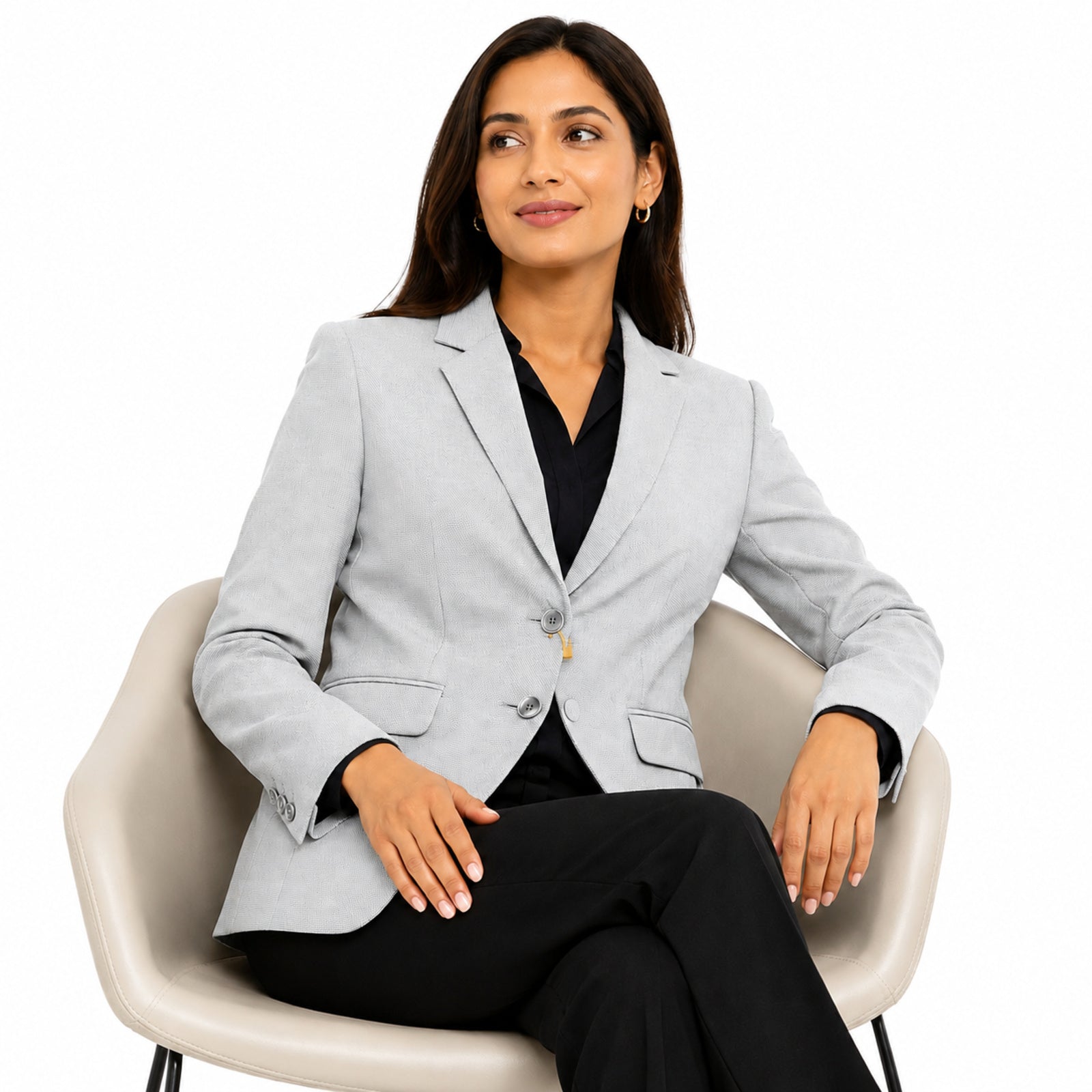 Women's Elegant Light Grey Formal Blazer