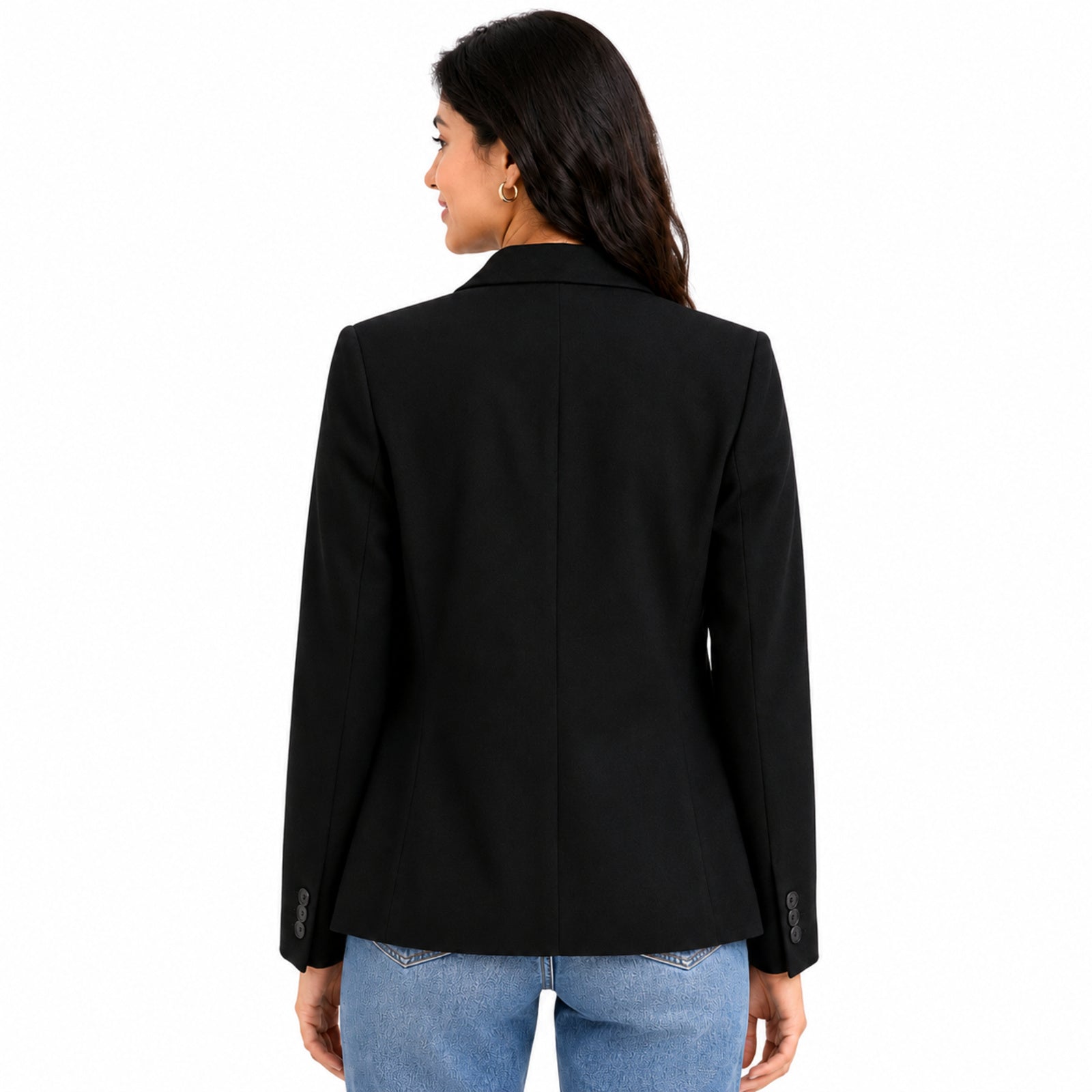 Women's Black Formal Office Wear Blazer | Classic Single-Breasted Business Jacket for Professional Style