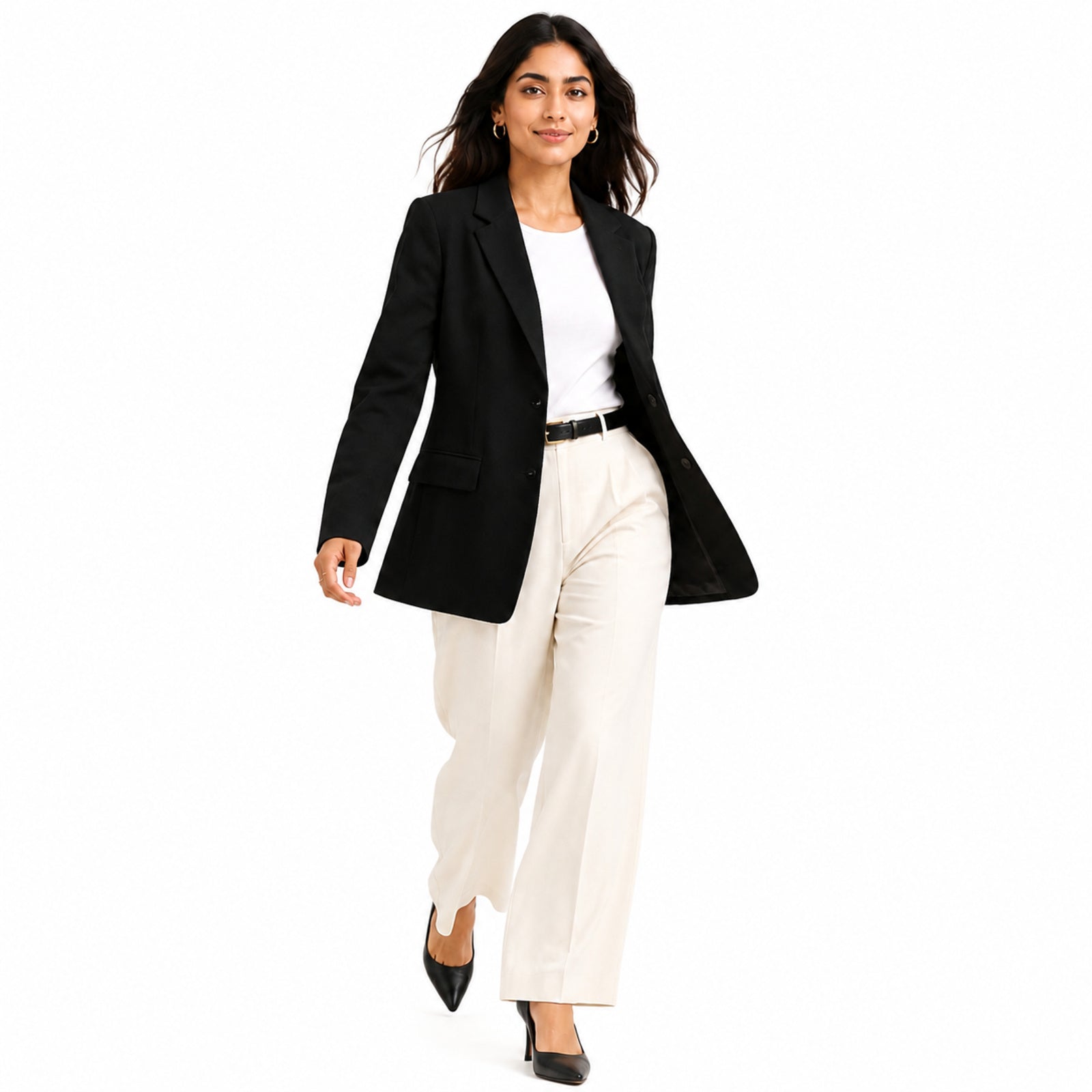 Women's Black Formal Office Wear Blazer | Classic Single-Breasted Business Jacket for Professional Style
