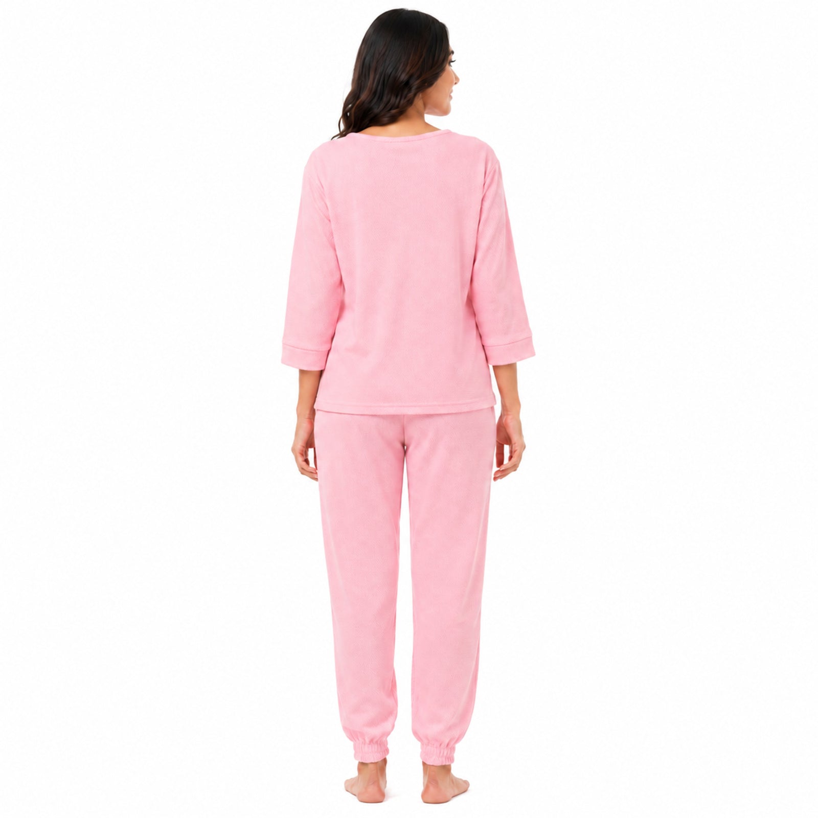 Women's Peach Relaxed Fit Top and Jogger Co-Ord Set | Solid Loungewear Two-Piece Set