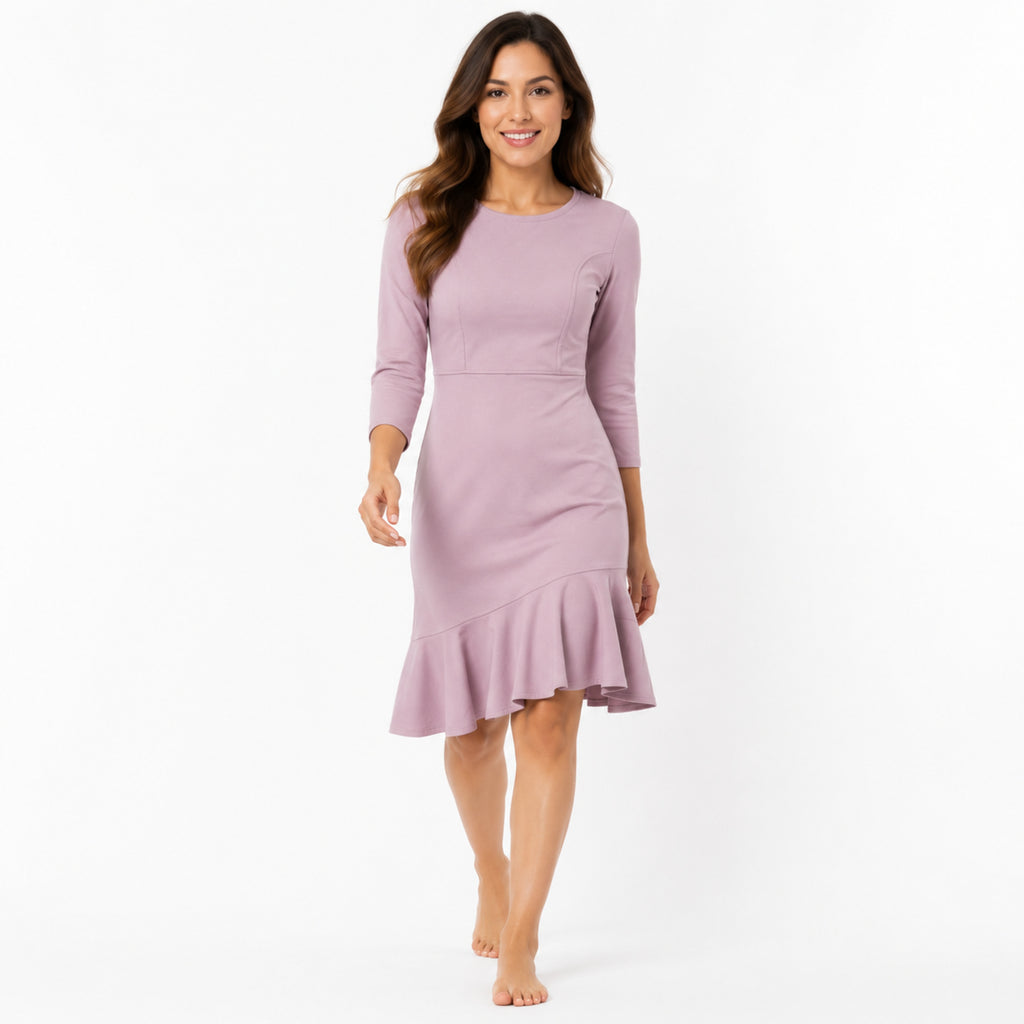 Blush Pink Flared Hem Midi Dress