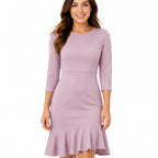 Blush Pink Flared Hem Midi Dress