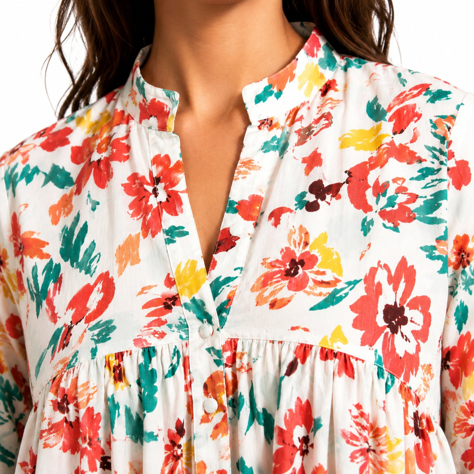 Women's Solstice Bloom Orange Printed Peplum Top