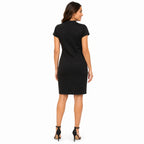 Women's Black Textured Bodycon Knee-Length Dress