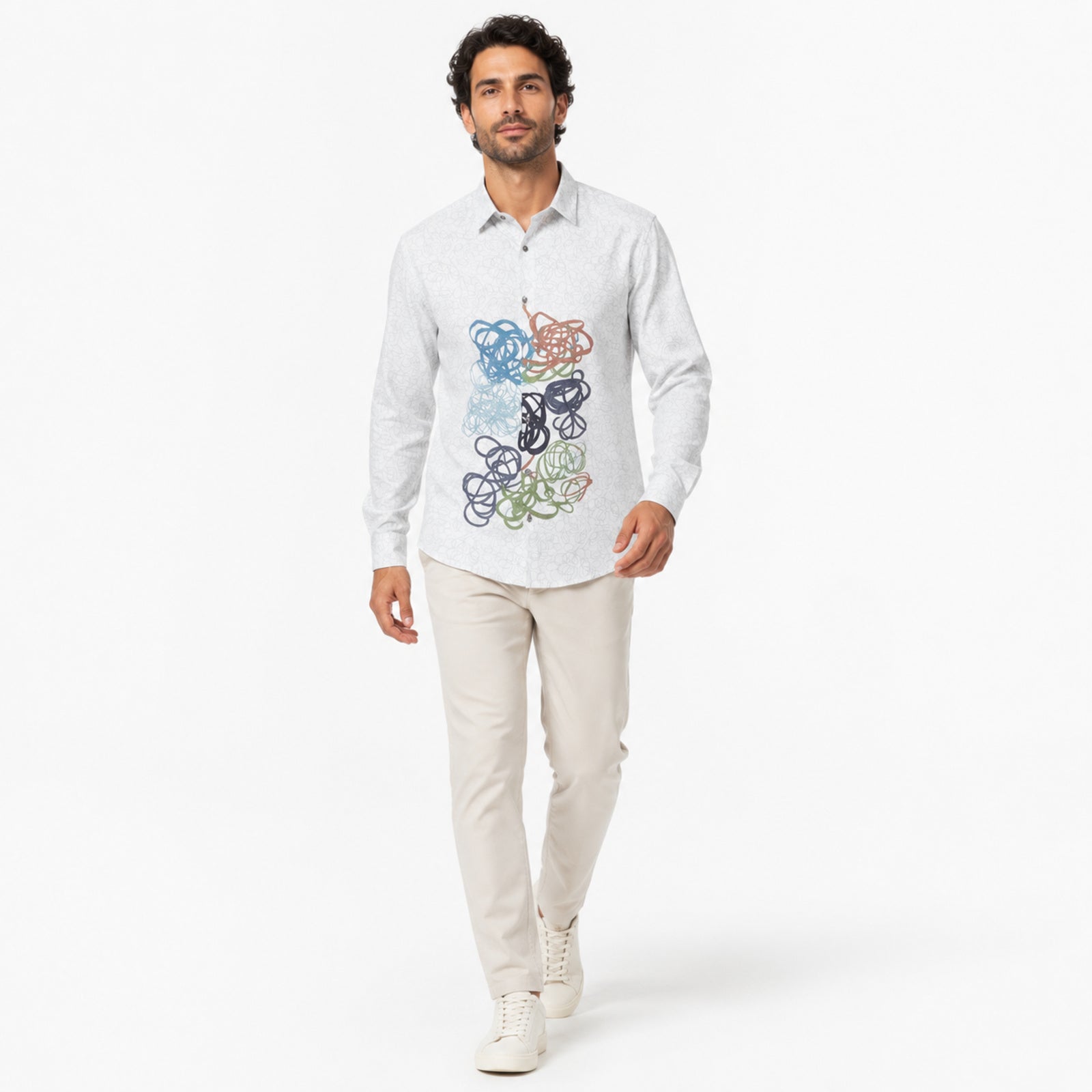 Men's Abstract Print Casual Full Sleeve Shirt