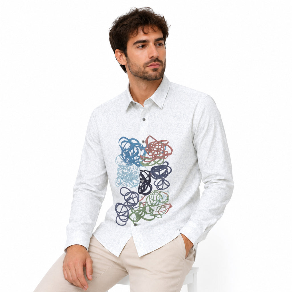 Men's Abstract Print Casual Full Sleeve Shirt