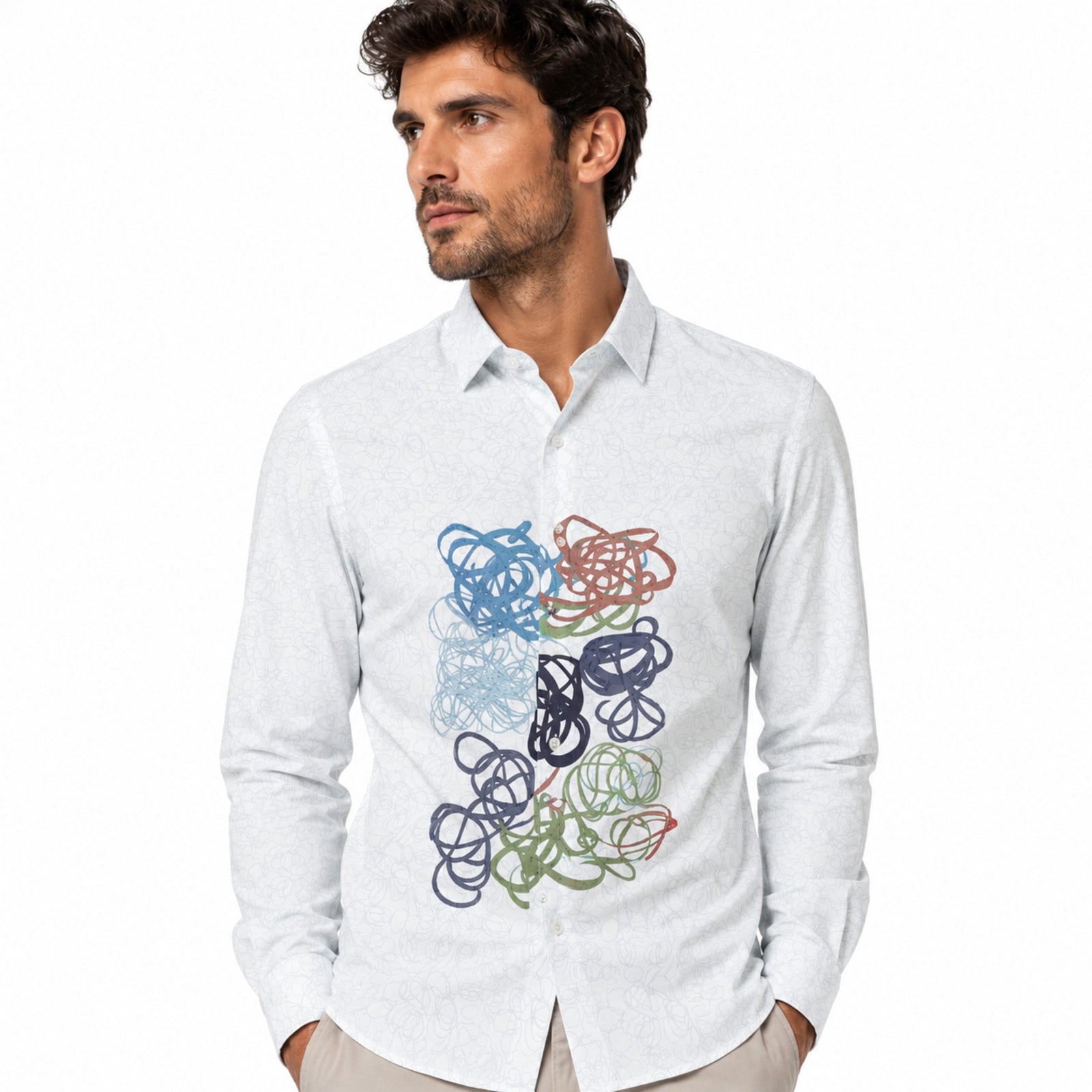 Men's Abstract Print Casual Full Sleeve Shirt