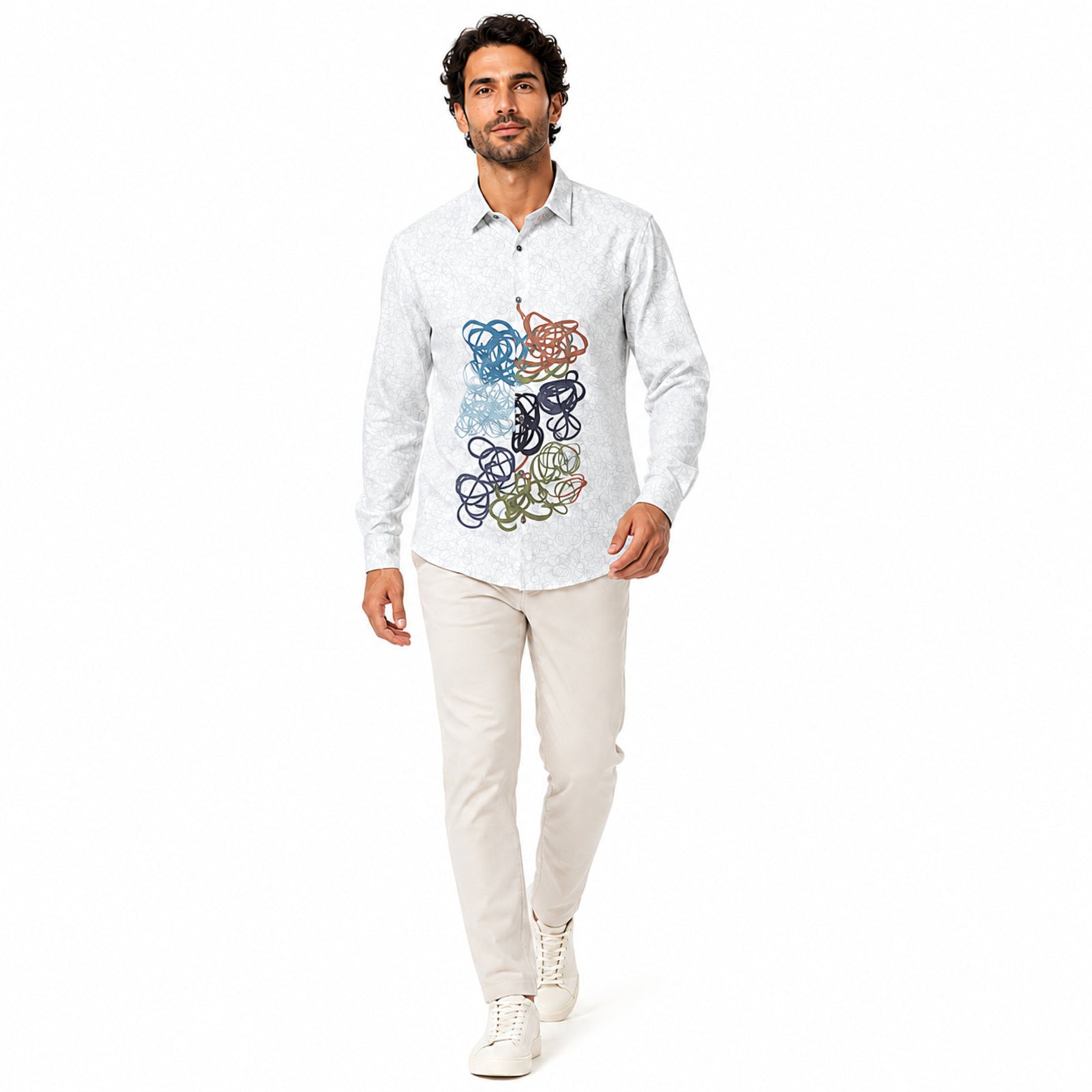 Men's Abstract Print Casual Full Sleeve Shirt