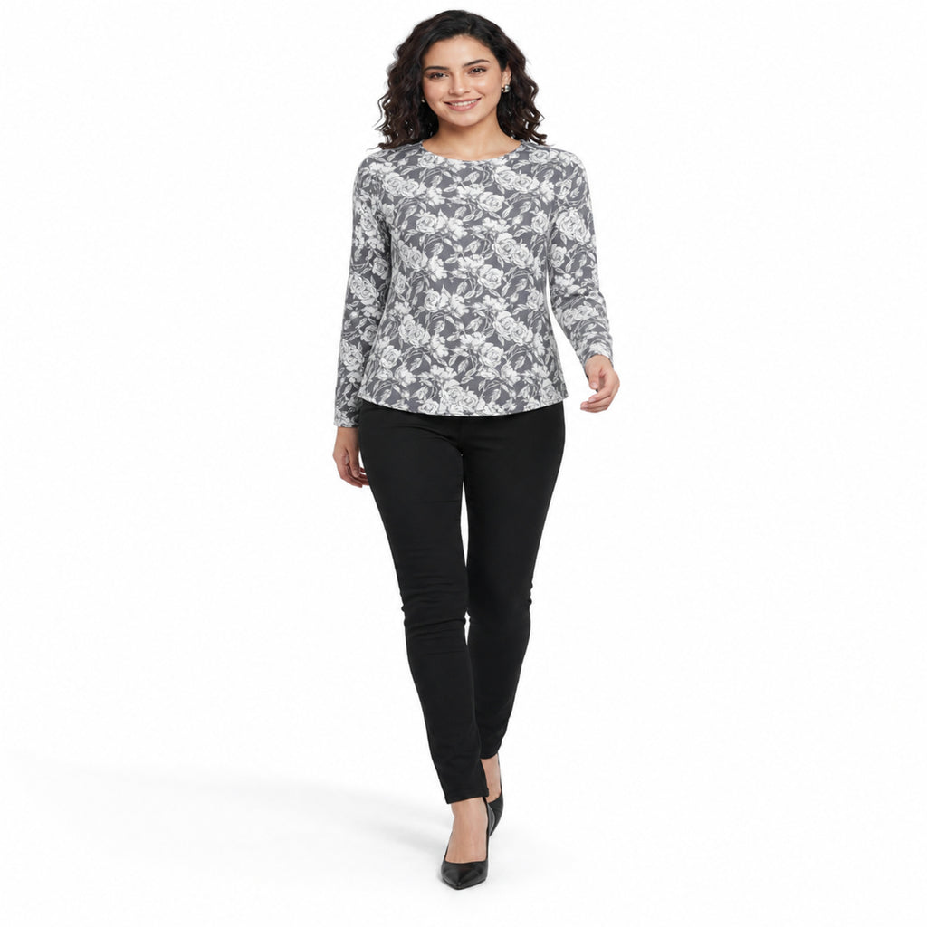 Grey Garden Printed Long Sleeve Top