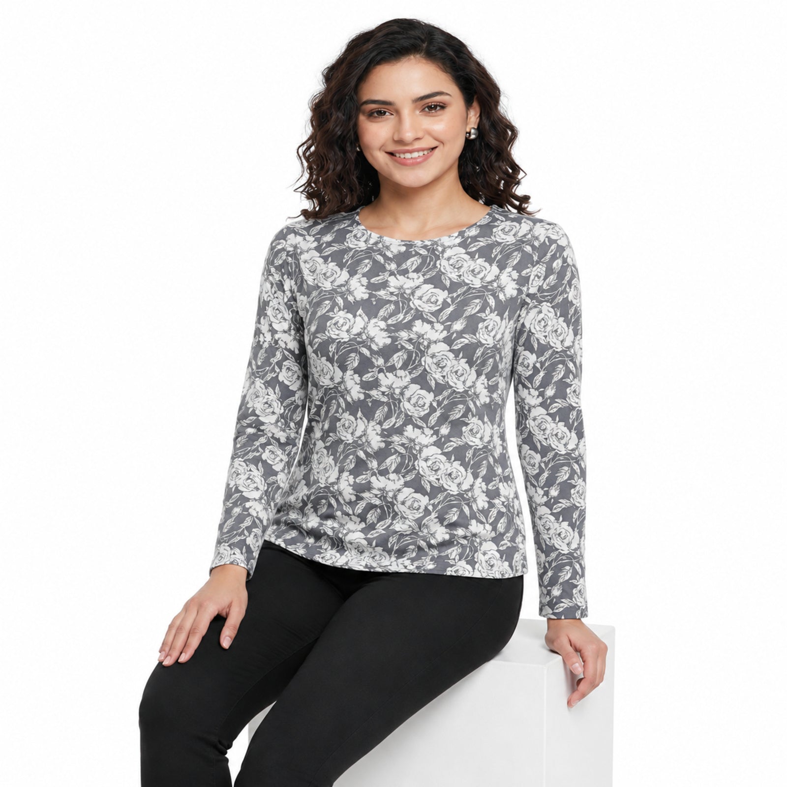 Grey Garden Printed Long Sleeve Top
