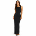 Classic Noir Sleeveless Bodycon Midi Dress