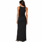 Classic Noir Sleeveless Bodycon Midi Dress