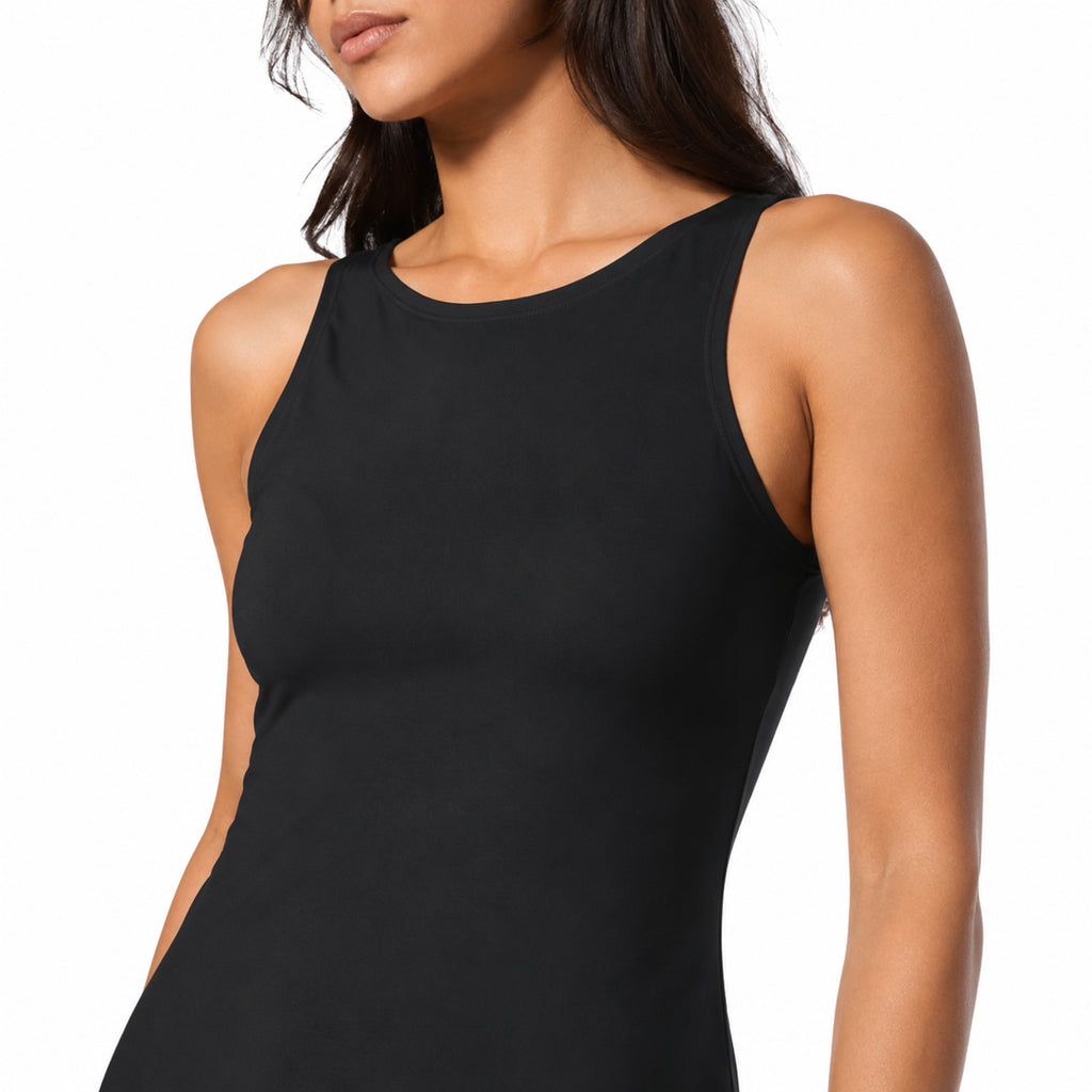 Classic Noir Sleeveless Bodycon Midi Dress