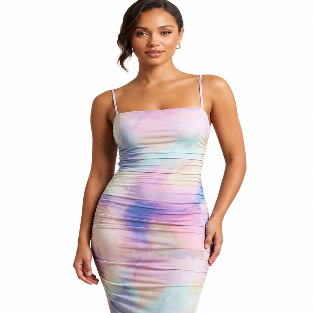 Iridescent Sheer Bodycon Midi Dress