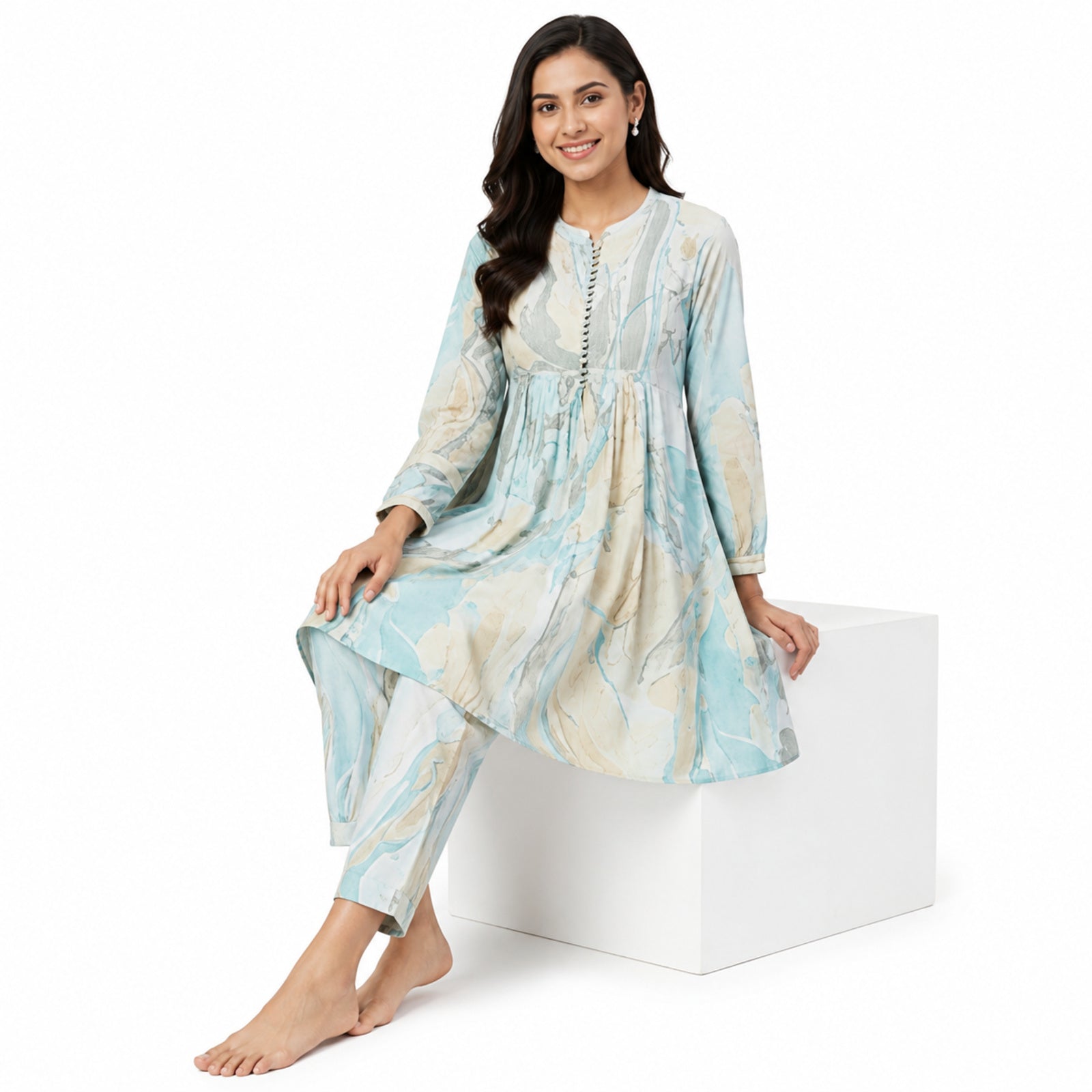 Sky Marble Printed Co-ord Set