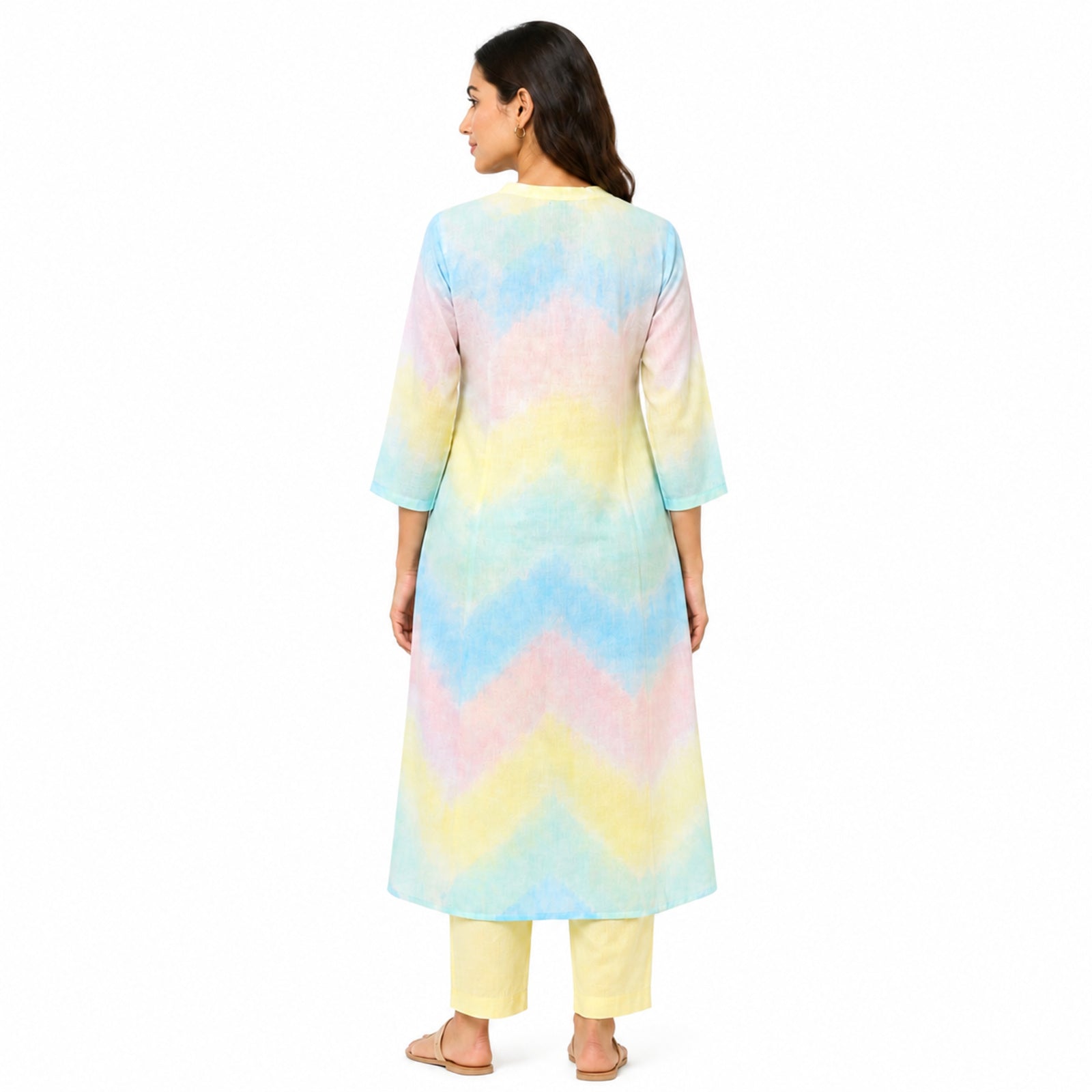 Women's Yellow Tie-Dye Collared Shirt and Wide-Leg Pyjama Co-Ord Set | Relaxed Lounge Set