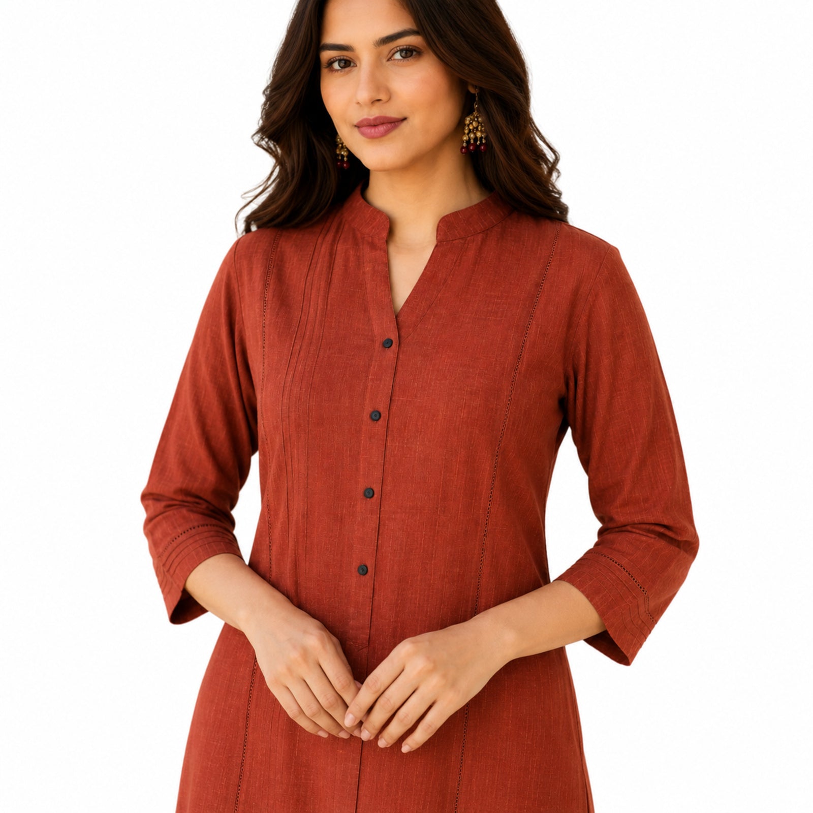 Women's Orange Straight Fit Kurta Pant Set