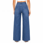 Blue Embroidered Straight Fit Denim Jeans