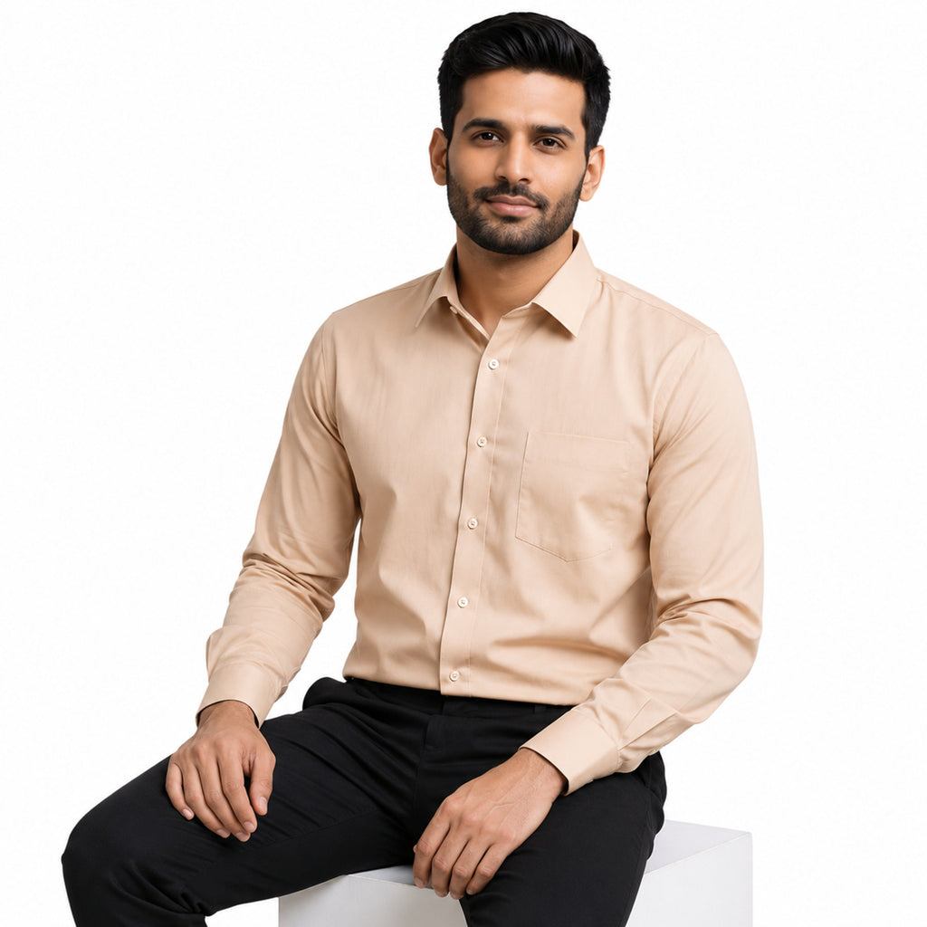 Men's Beige Formal Shirt