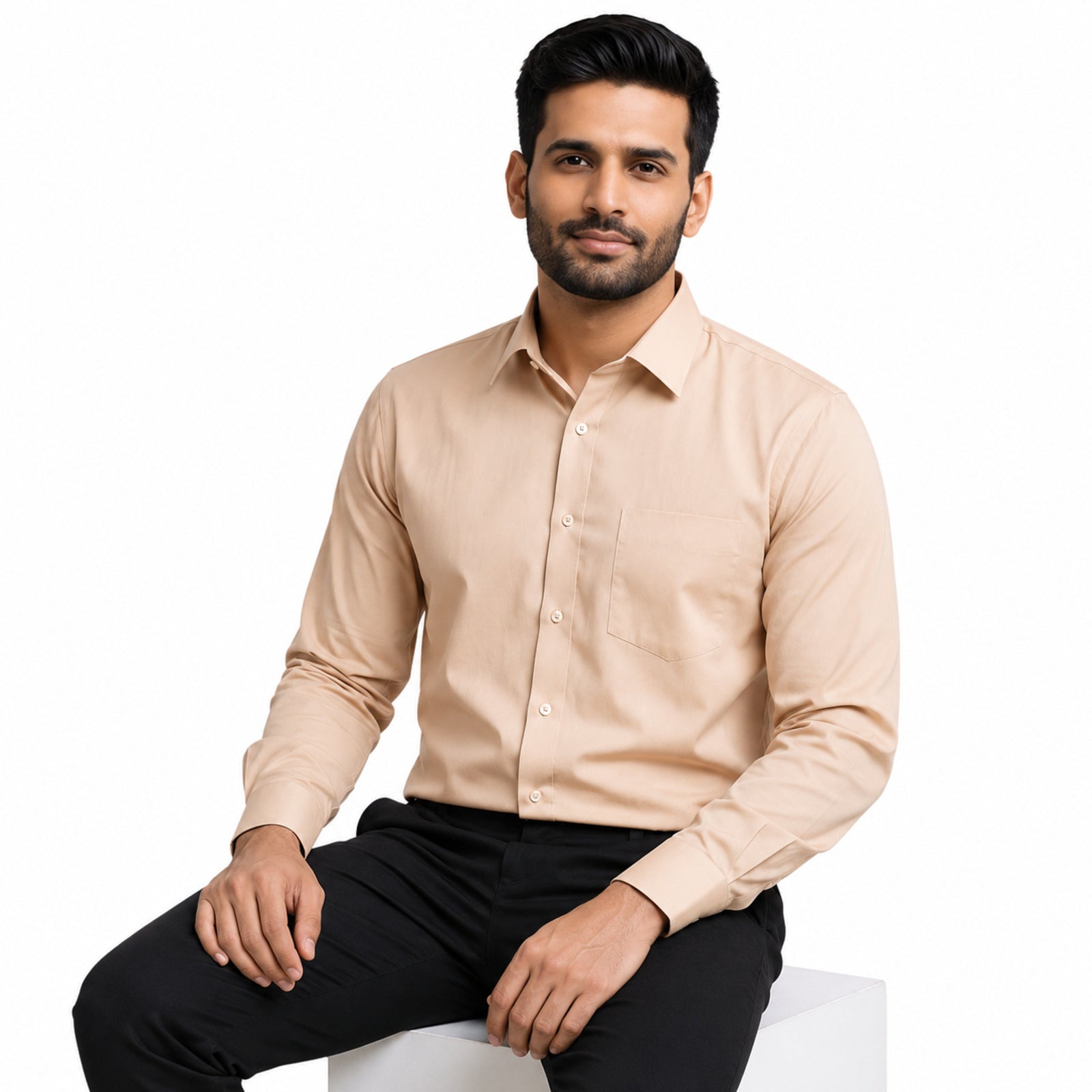 Men's Beige Formal Shirt