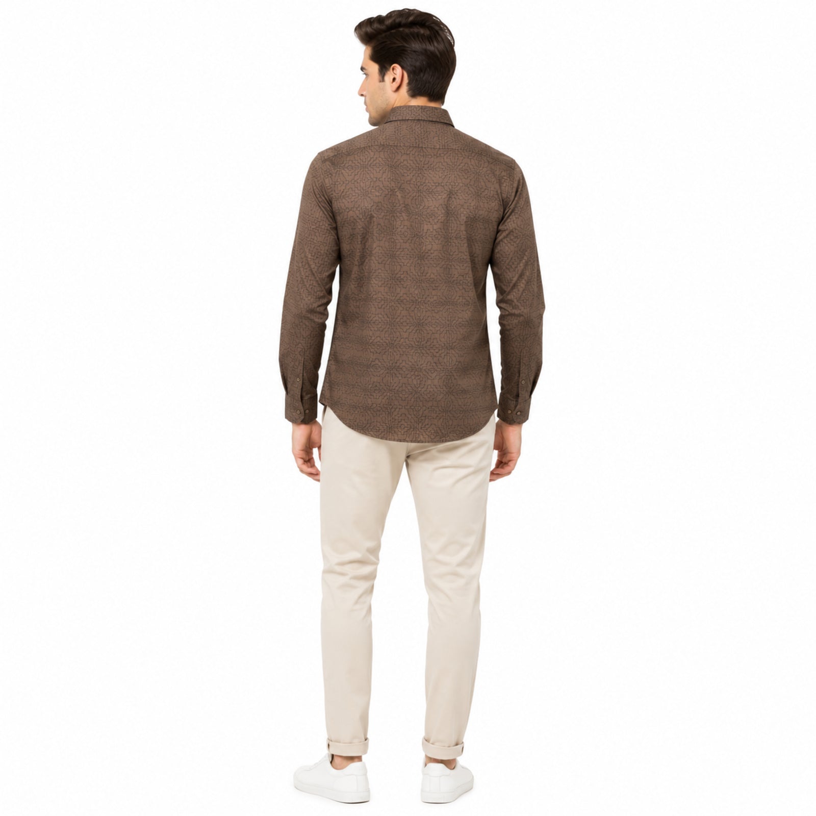 Men's Brown Abstract Pattern Formal Shirt
