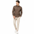 Men's Brown Abstract Pattern Formal Shirt