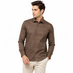 Men's Brown Abstract Pattern Formal Shirt
