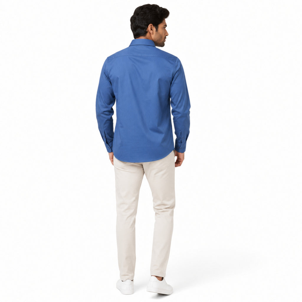Men's Blue Abstract Pattern Formal Shirt