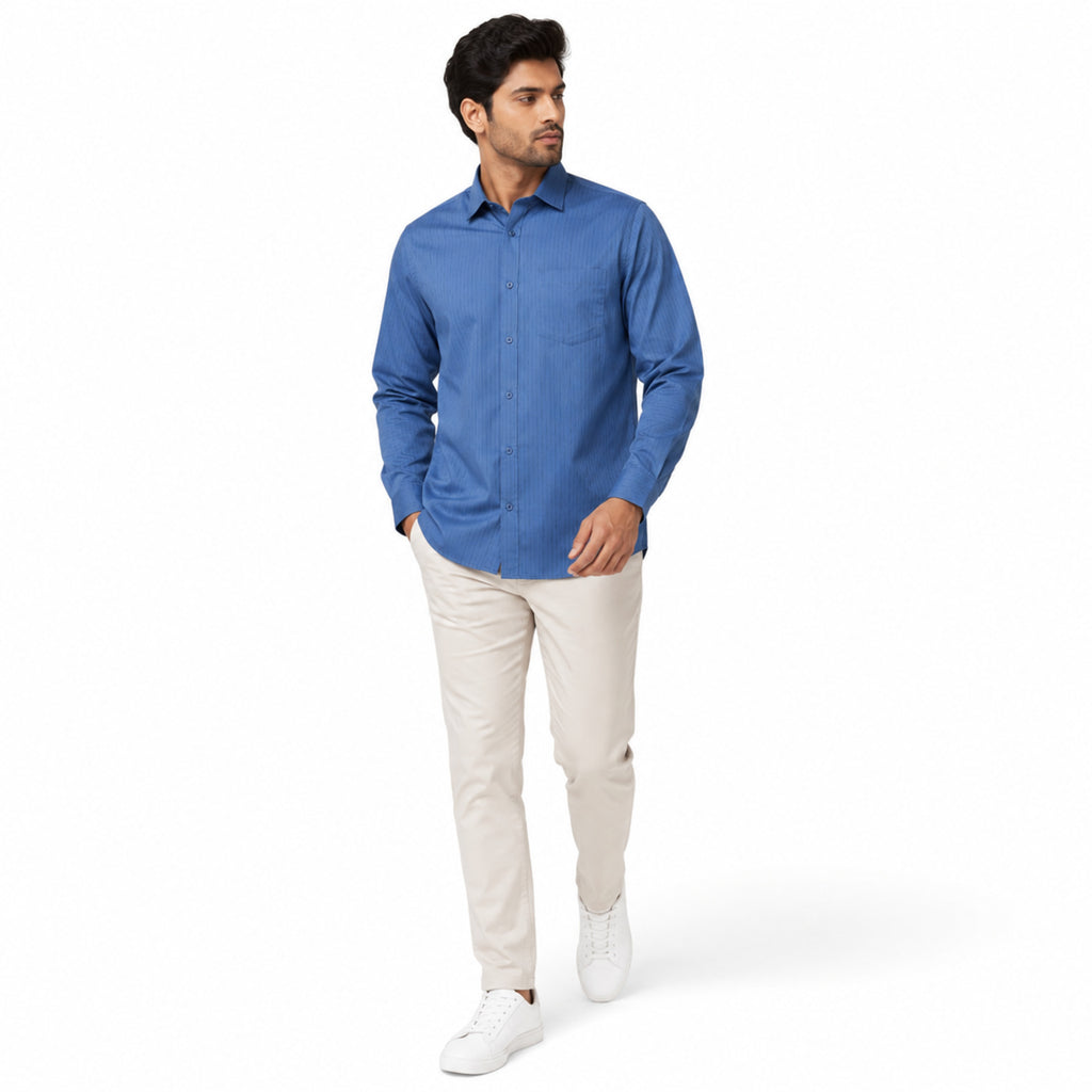 Men's Blue Abstract Pattern Formal Shirt