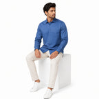 Men's Blue Abstract Pattern Formal Shirt