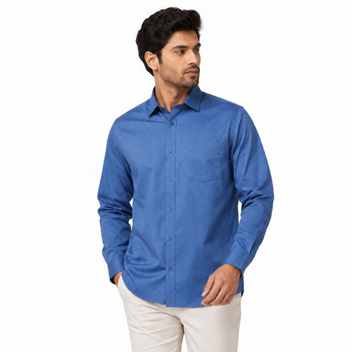 Men's Blue Abstract Pattern Formal Shirt