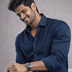 Men's Dark Blue Pattern Formal Shirt