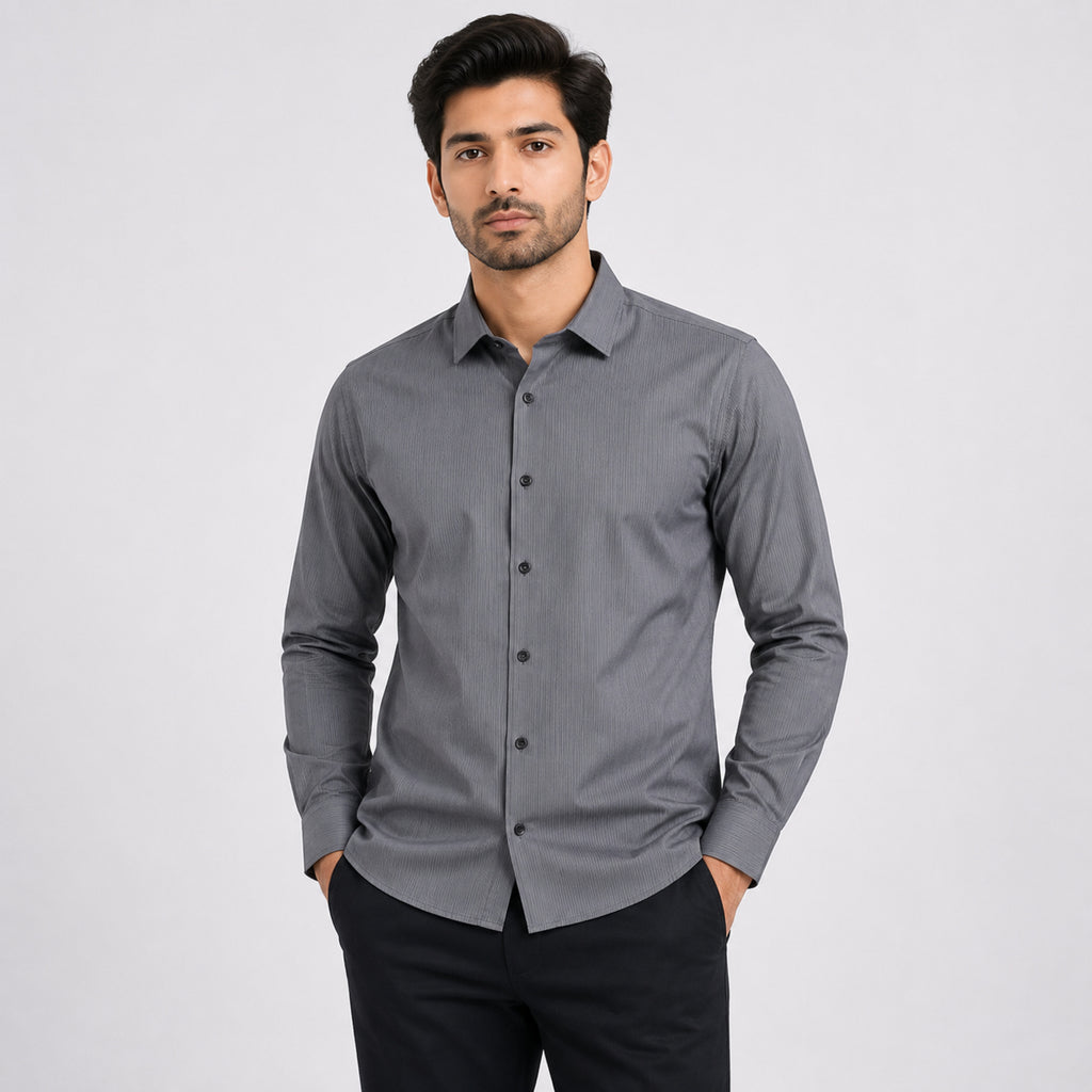 Men's Olive Micro Pattern Formal Shirt-1