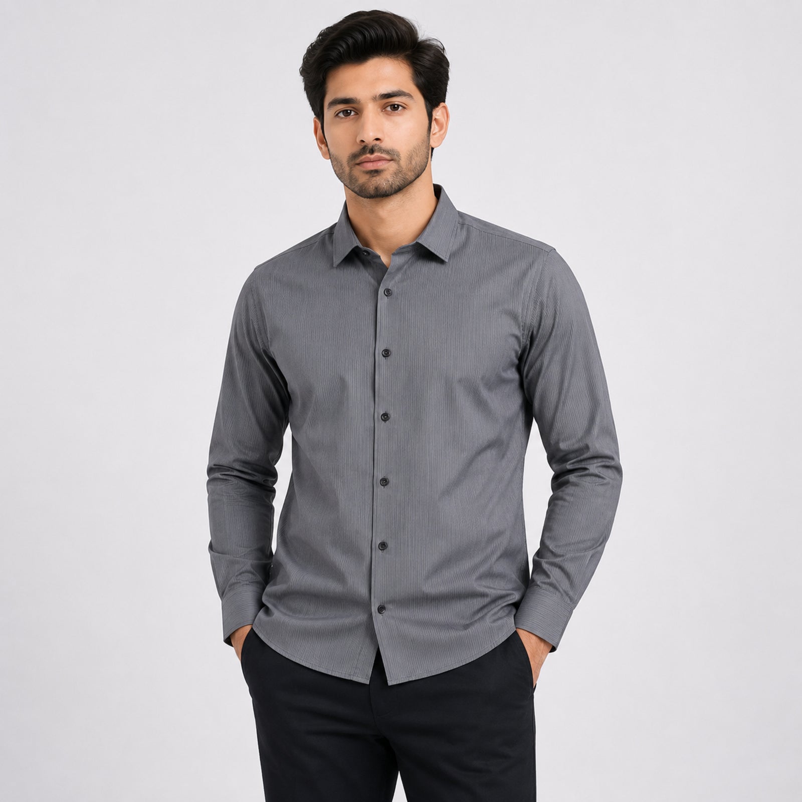 Men's Olive Micro Pattern Formal Shirt-1