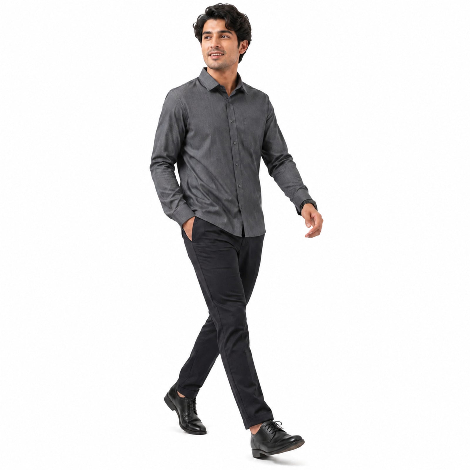 Men's Grey Micro Pattern Formal Shirt