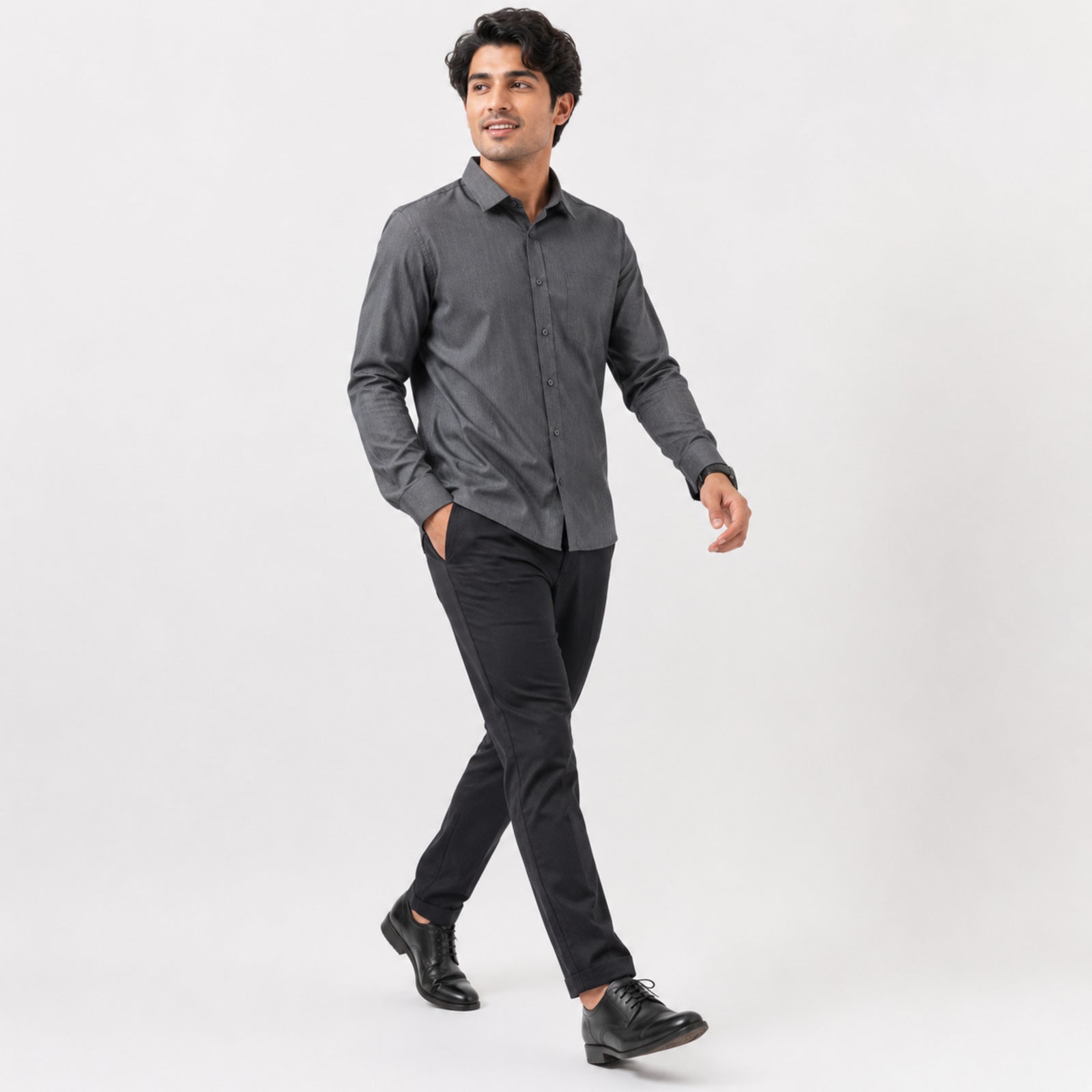 Men's Olive Micro Pattern Formal Shirt-3