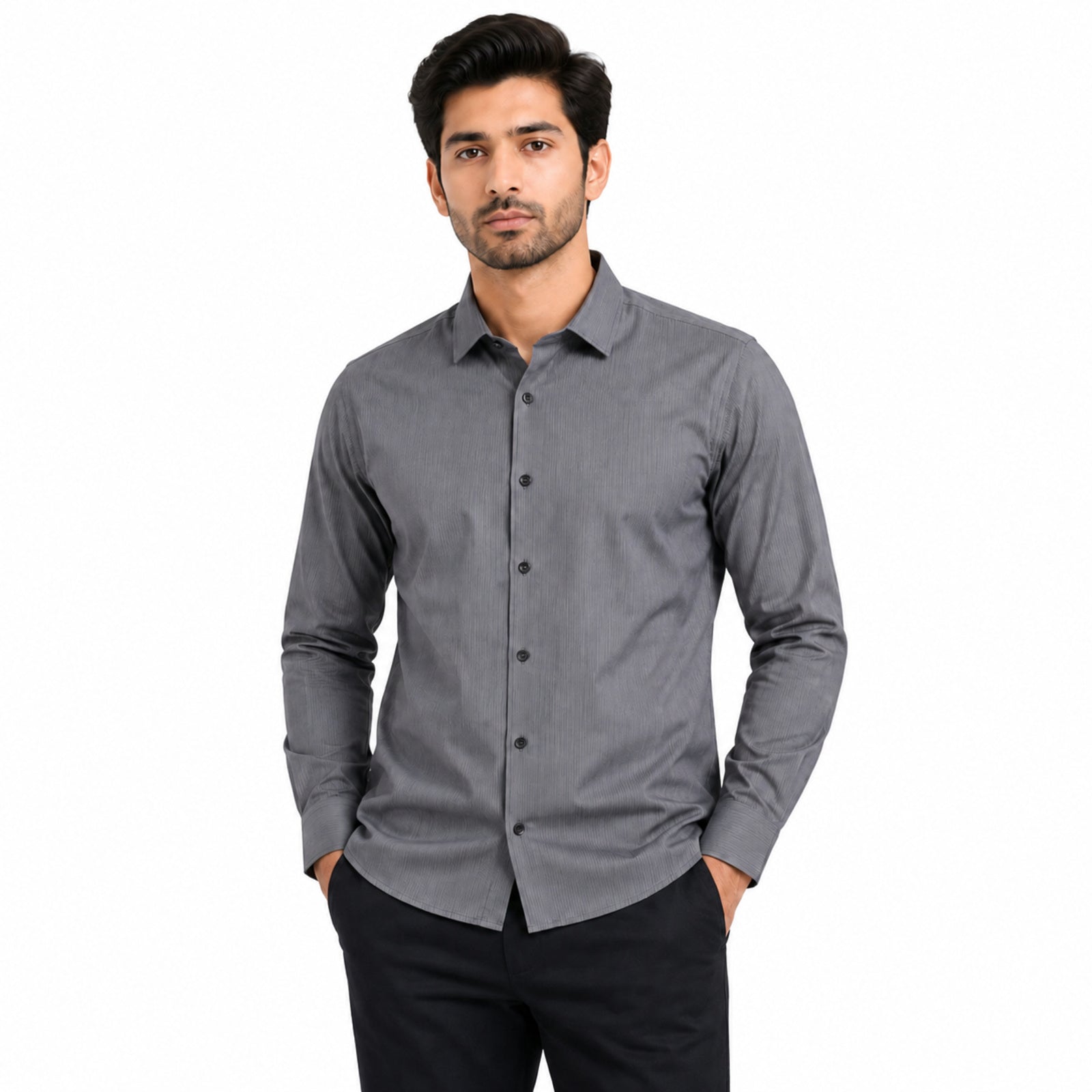 Men's Grey Micro Pattern Formal Shirt