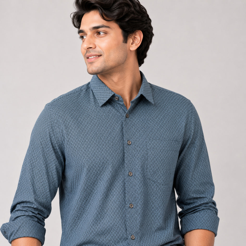 Men's Peacock Micro Pattern Formal Shirt-3