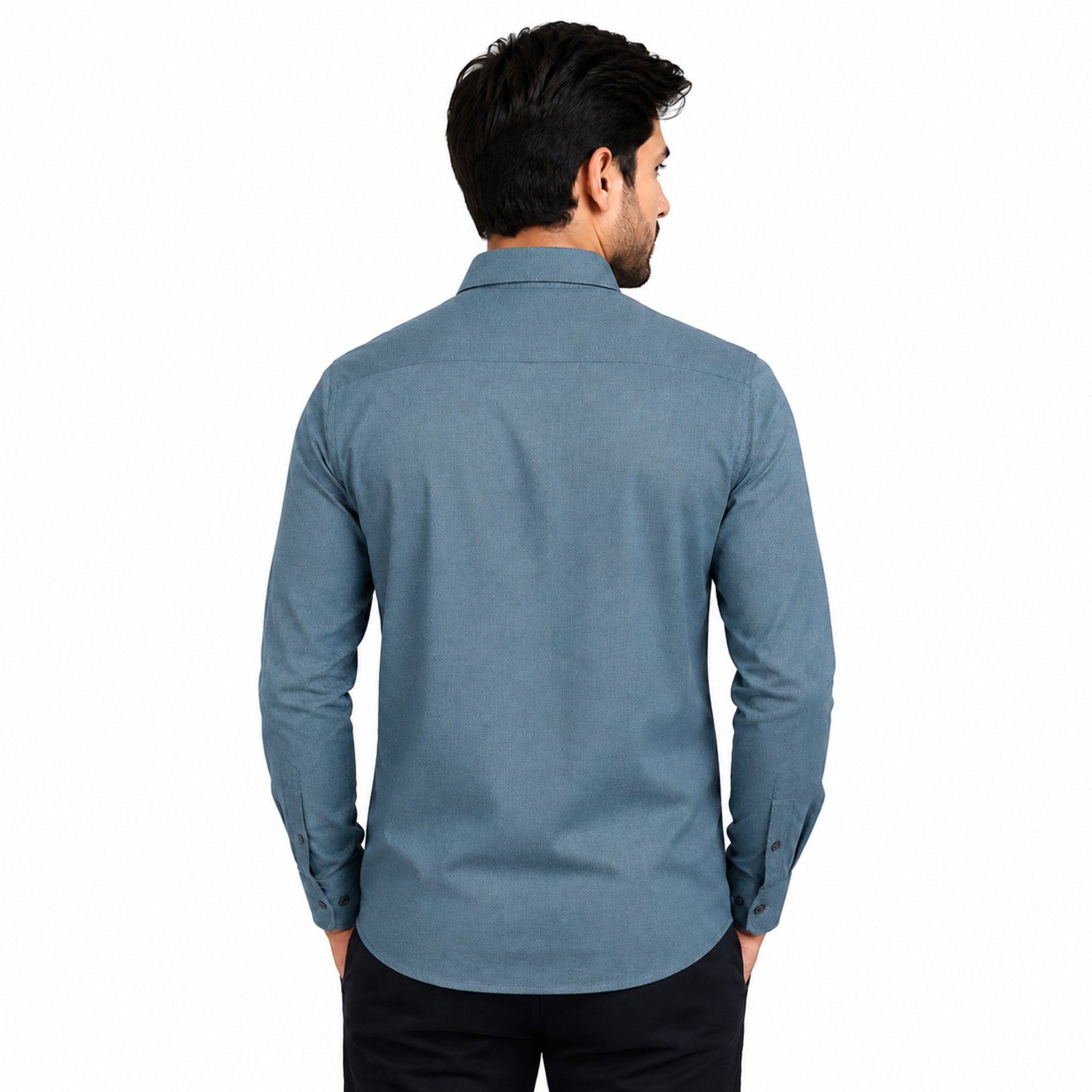 Men's Blue Micro Pattern Formal Shirt