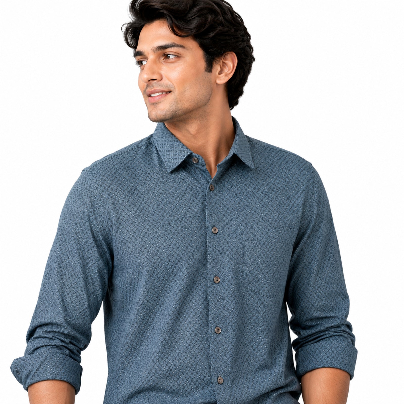 Men's Blue Micro Pattern Formal Shirt