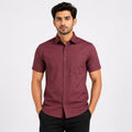 Men's Maroon Micro Pattern Formal Shirt