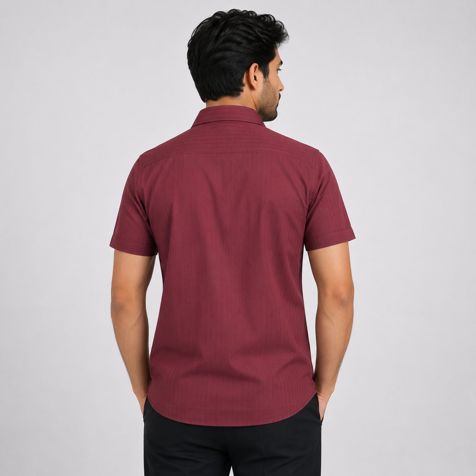 Men's Maroon Micro Pattern Formal Shirt