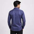 Men's Dark Grey Geometrical Pattern Formal Shirt-4