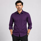 Men's Plum Geometrical Pattern Formal Shirt-1