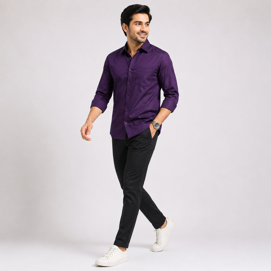 Men's Plum Geometrical Pattern Formal Shirt-2