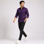 Men's Plum Geometrical Pattern Formal Shirt-2