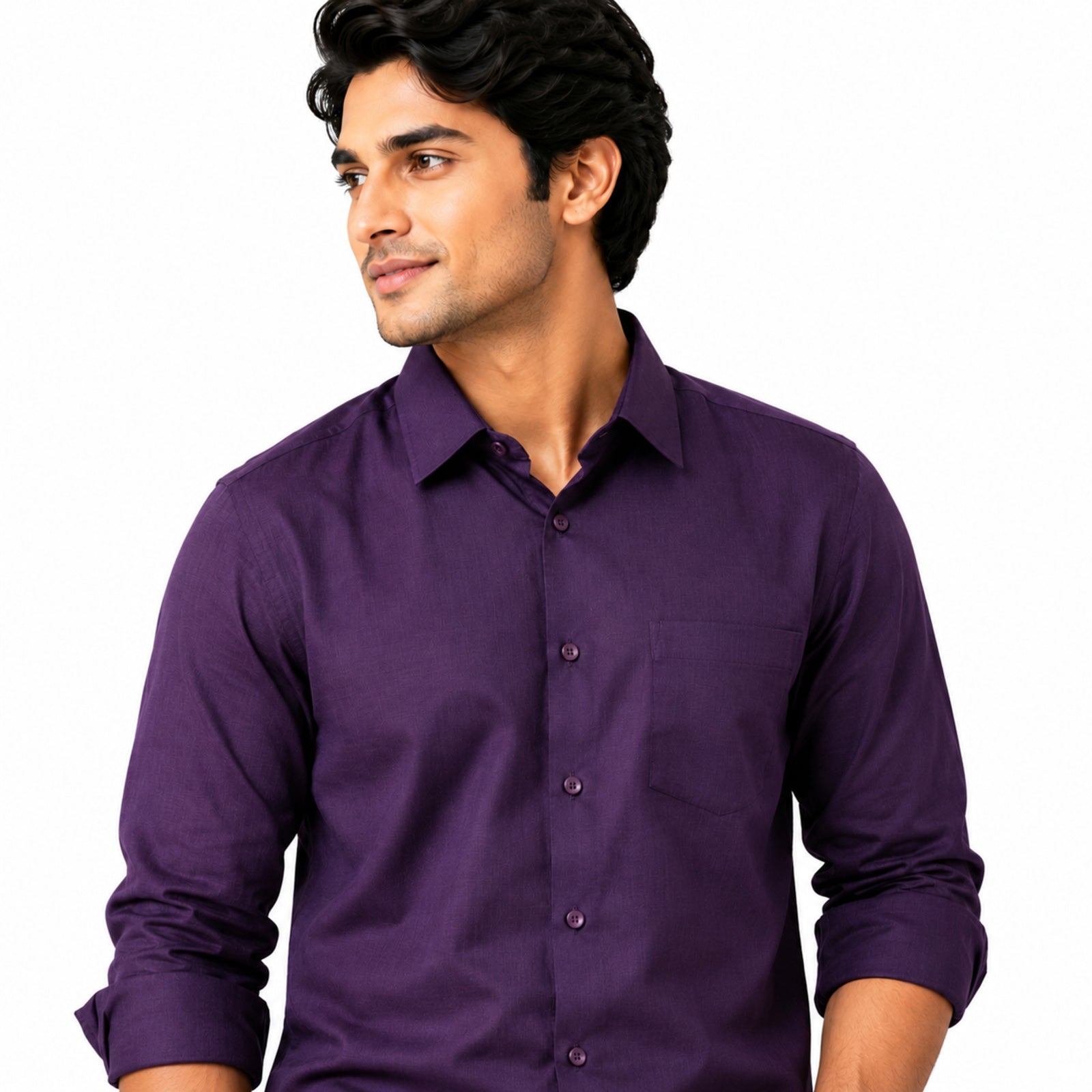 Men's Plum Geometrical Pattern Formal Shirt