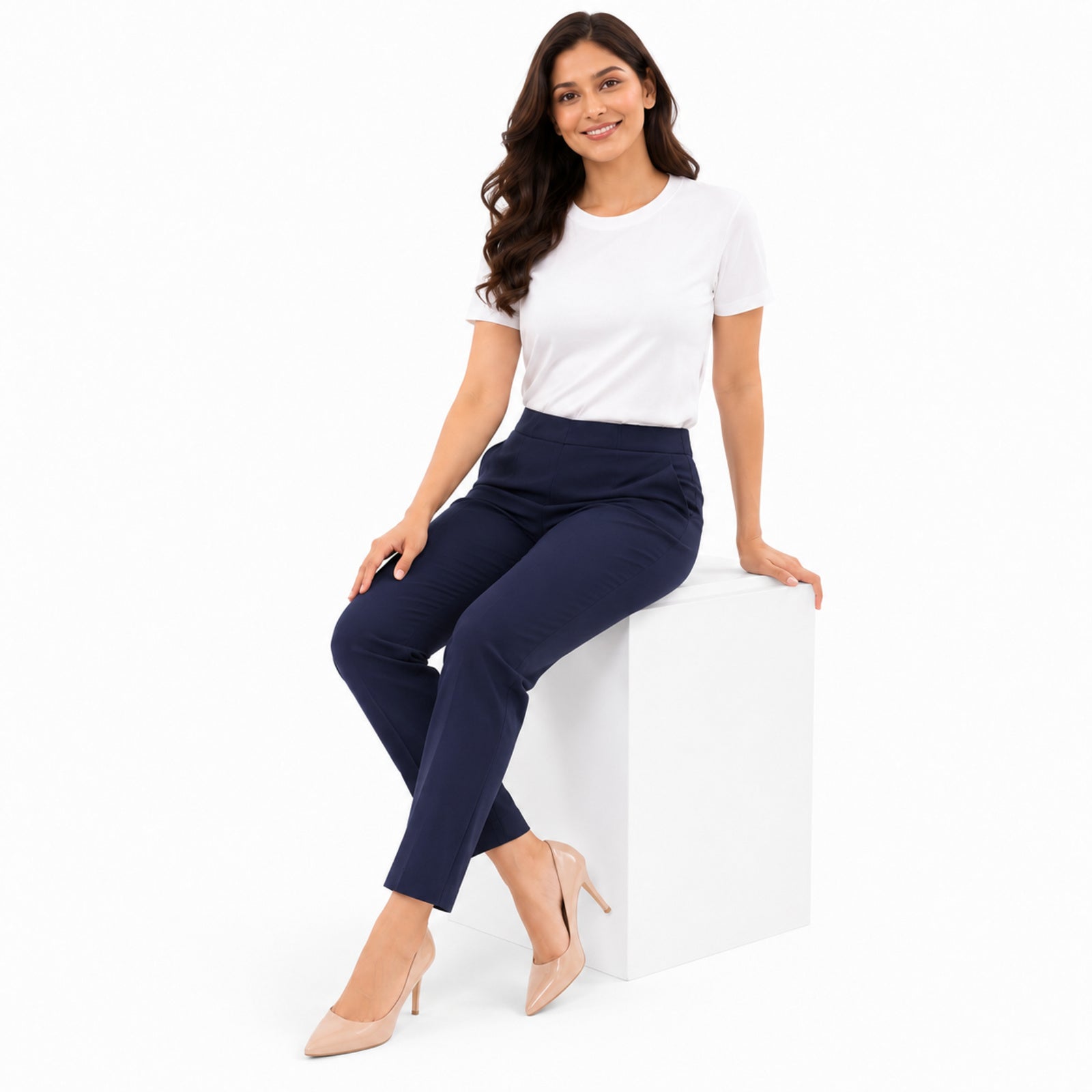Classic Navy Wide Leg Casual Pants